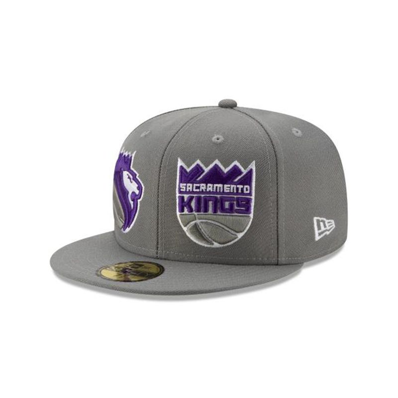 NBA Sacramento Kings Double Hit 59Fifty Fitted (DIC7148) - Grey New Era Caps